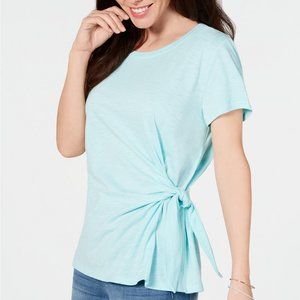 Style & Co. Women's Refreshing Teal Petite Side-Tie Top, size P/S